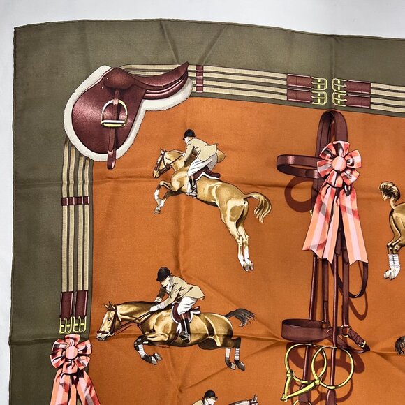 RARE VTG HERMES "Jumping" Silk Scarf by Phillipe Ledoux - Picture 2 of 10